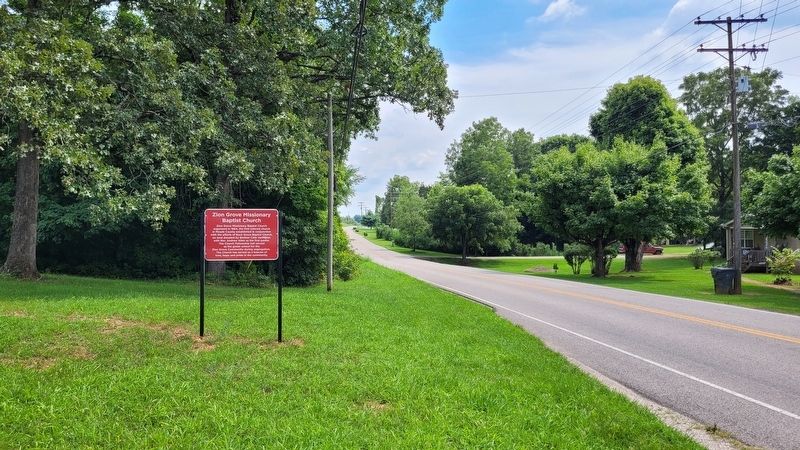 The view of the Zion Grove Missionary Baptist Church Marker from the street image. Click for full size.