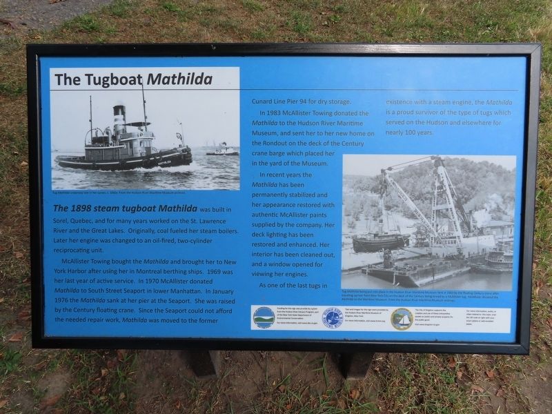 The Tugboat <i>Mathilda</i> Marker. Click for full size. The Tugboat <i>Mathilda</i> Marker image. Click for full size.