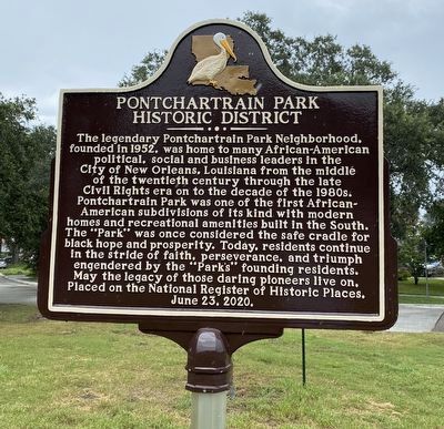 Pontchrtrain Park Historic District Marker image. Click for full size.