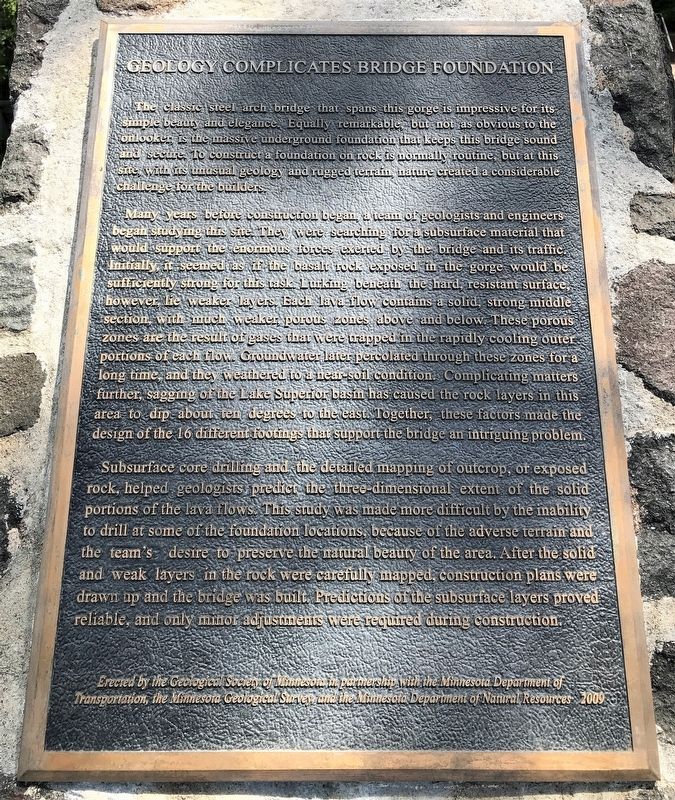 Geology Complicates Bridge Foundation Marker. Click for full size. Geology Complicates Bridge Foundation Marker image. Click for full size.