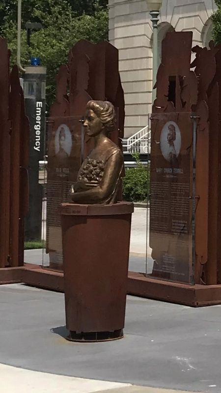 Mary Church Terrell Bust in front of marker. image. Click for full size.