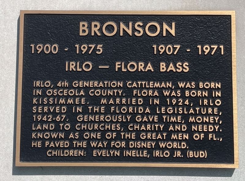 Irlo and Flora Bass Bronson Marker image. Click for full size.