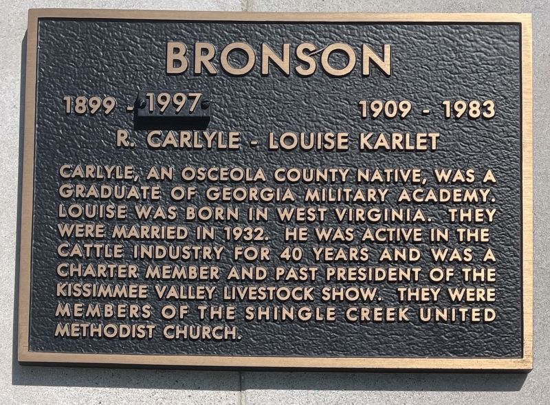 R. Carlyle and Louise Karlet Bronson Marker image. Click for full size.