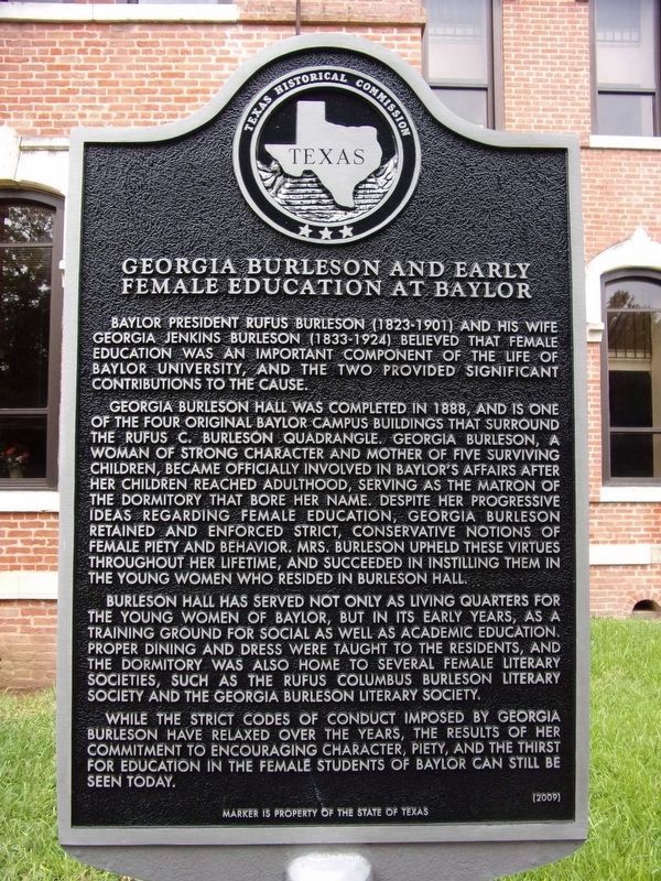 Georgia Burleson and Early Female Education at Baylor Marker image. Click for full size.