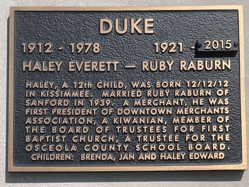 Haley Everett and Ruby Rayburn Duke Marker image. Click for full size.