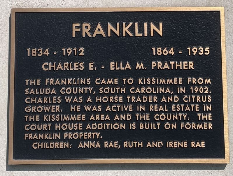 Charles E. and Ella M. Prather Franklin Marker image. Click for full size.