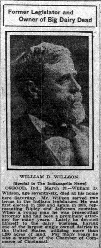 William D. Willson (1850-1917) Obituary image. Click for full size.