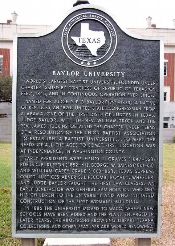 Baylor University Marker image. Click for full size.