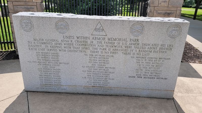 Units Within Armor Memorial Park Marker image. Click for full size.