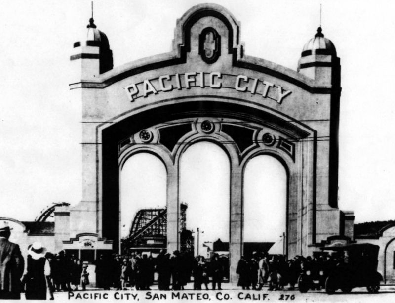 The entrance to Pacific City Amusement Park at Coyote Point. image. Click for more information.