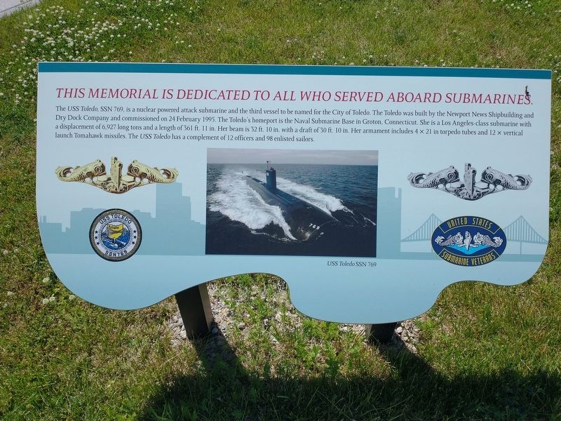 This Memorial Is Dedicated To All Who Served Aboard Submarines Marker image. Click for full size.