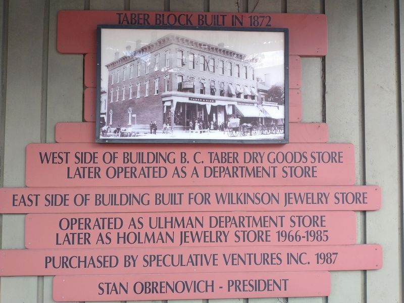 Taber Block Built 1872 Marker. Click for full size. Taber Block Built 1872 Marker image. Click for full size.