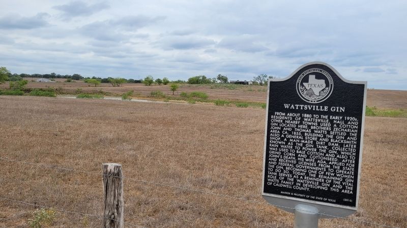 The view of the Wattsville Gin Marker and the man-made dirt dam in the background image. Click for full size.