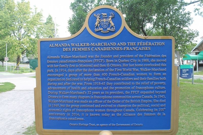 Almanda Walker-Marchand and the Federation des Femmes Canadiennes-Francaises Marker image. Click for full size.