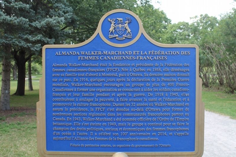 Almanda Walker-Marchand and the Fdration des Femmes Canadiennes-Franaises Marker image. Click for full size.