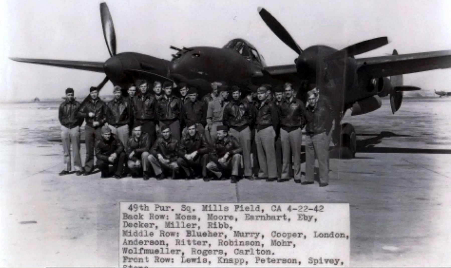 49th Fighter Squadron pilots and P-38 Lightning image. Click for full size.