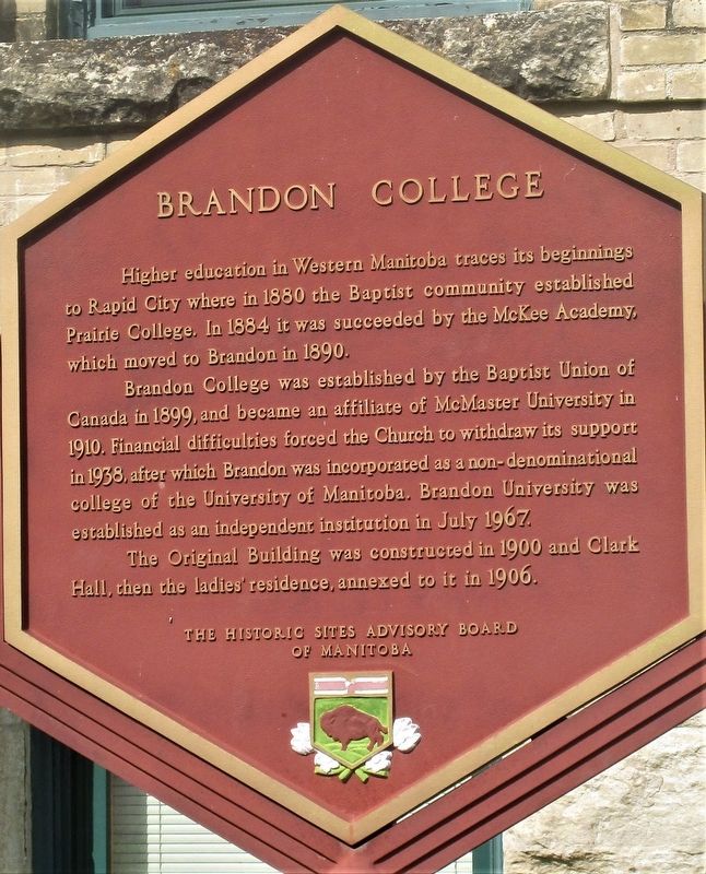 Brandon College Marker image. Click for full size.