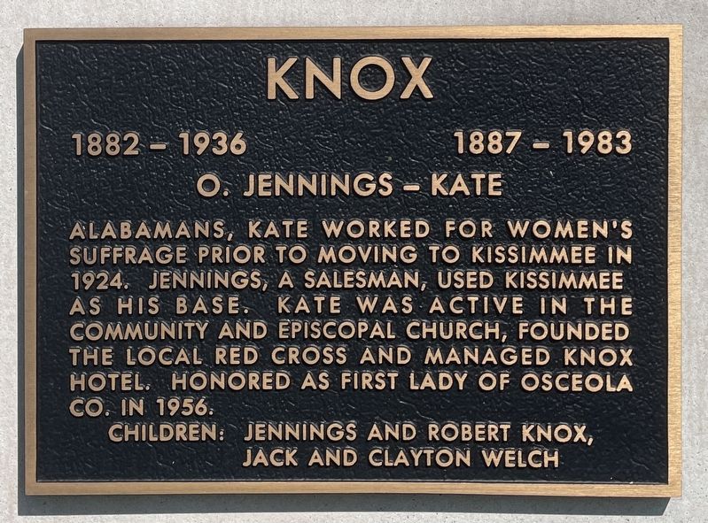 O. Jennings and Kate Knox Marker image. Click for full size.
