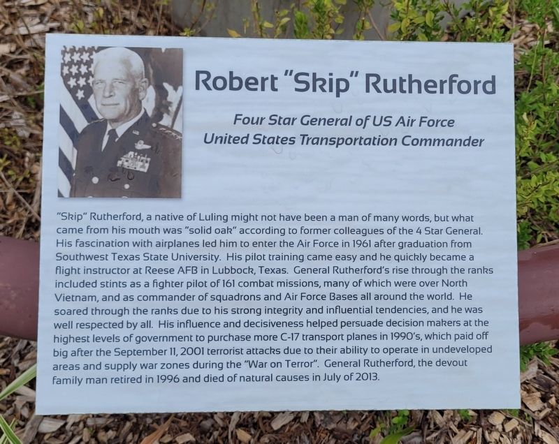 Robert "Skip" Rutherford Marker image. Click for full size.