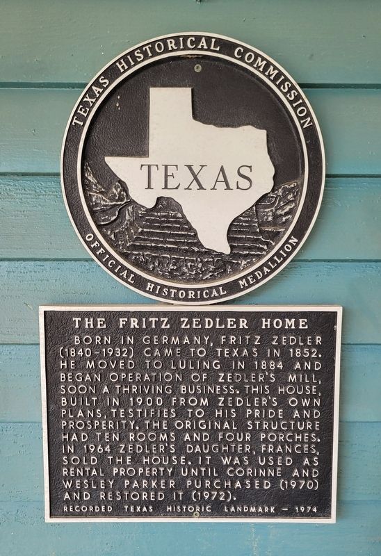 The Fritz Zedler Home Marker image. Click for full size.