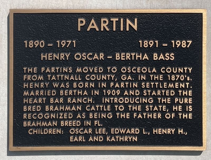 Henry Oscar and Bertha Bass Partin Marker image. Click for full size.