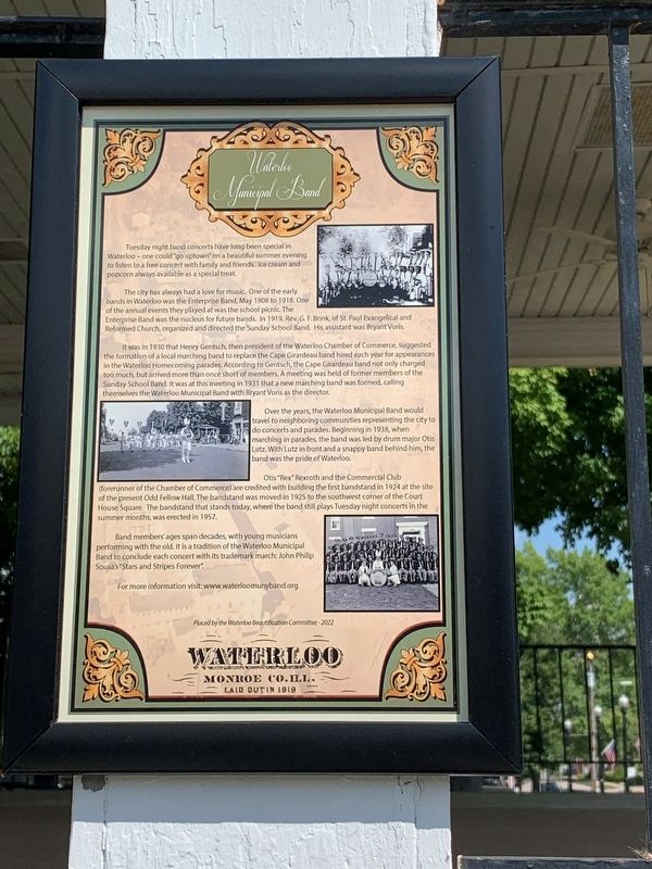 Waterloo Municipal Band Marker image. Click for full size.