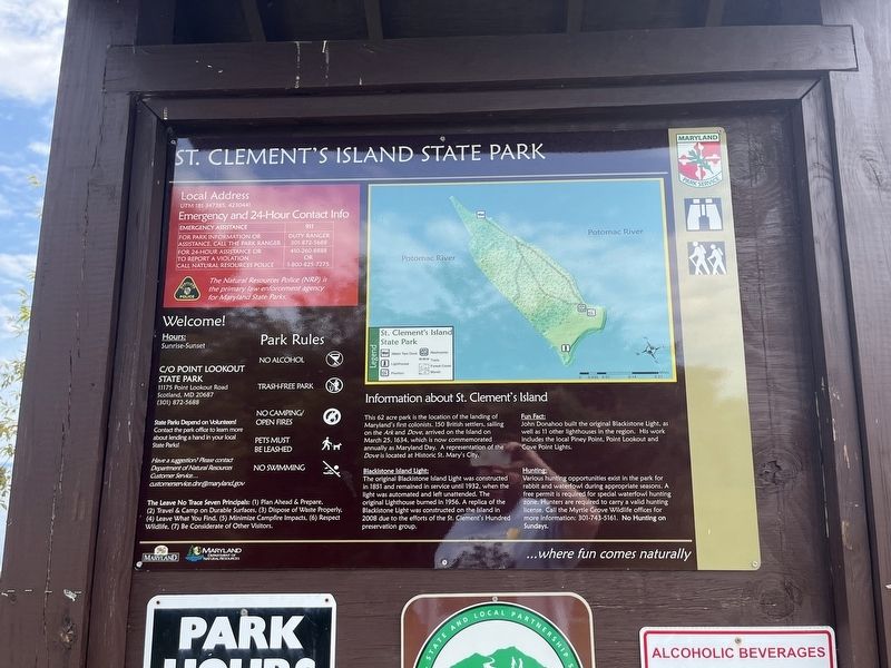 St. Clement's Island State Park Marker image. Click for full size.