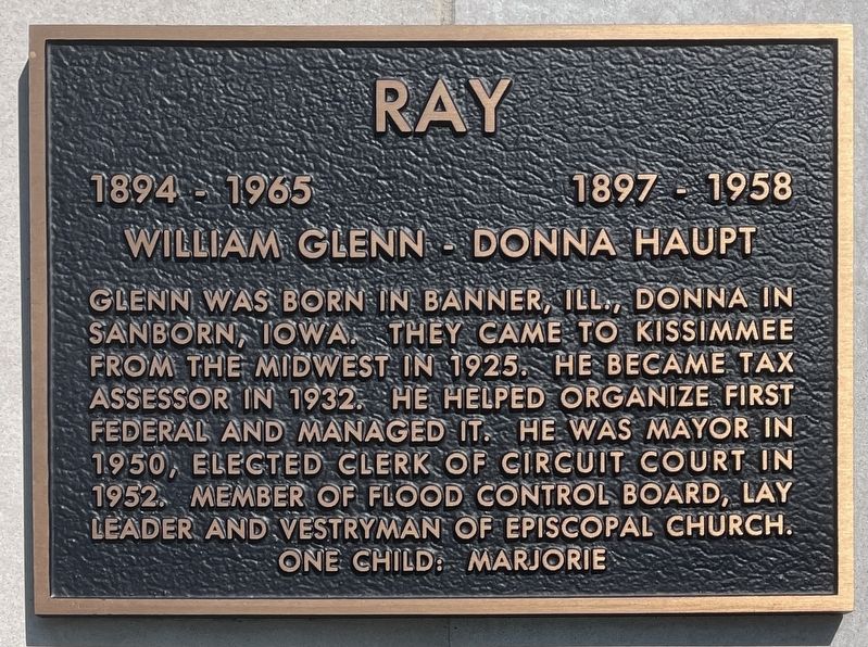 William Glenn and Donna Haupt Ray Marker image. Click for full size.