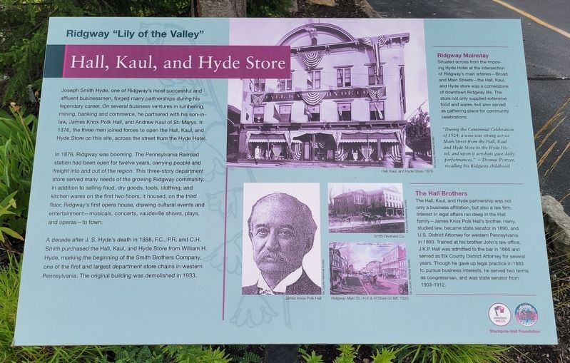 Hall, Kaul, and Hyde Store Marker image. Click for full size.