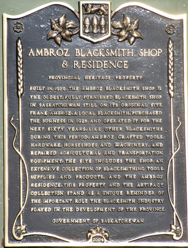 Ambroz Blacksmith Shop & Residence Marker image. Click for full size.