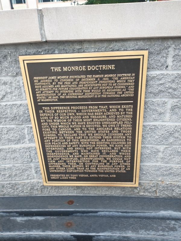 The Monroe Doctrine Marker image. Click for full size.