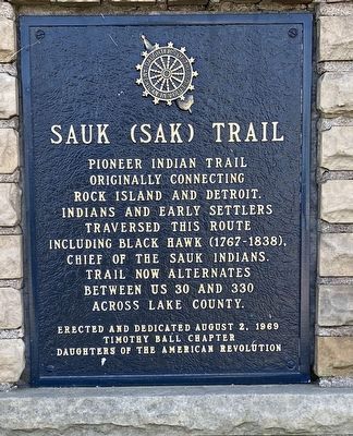 Sauk (Sak) Trail Marker image. Click for full size.
