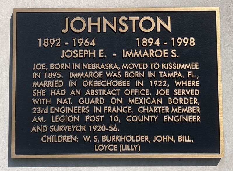 Joseph E. and Immaroe S. Johnston Marker image. Click for full size.
