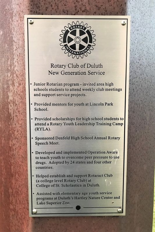 Rotary Club of Duluth New Generation Service Marker image. Click for full size.