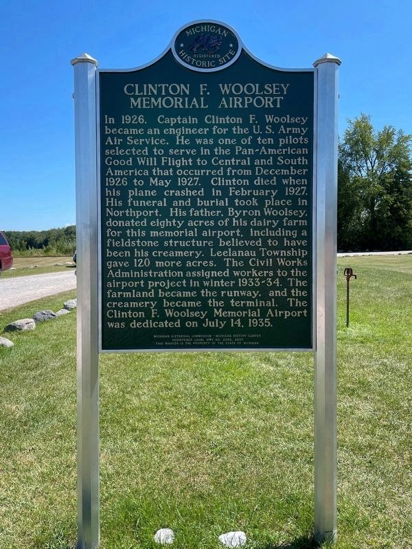 Clinton F. Woolsey Memorial Airport Marker. Click for full size. Clinton F. Woolsey Memorial Airport Marker image. Click for full size.