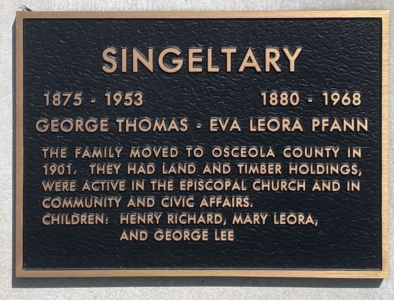 George Thomas and Eva Leora Pfann Singeltary Marker image. Click for full size.