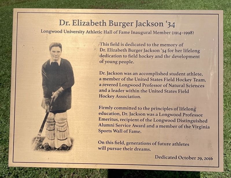 Dr. Elizabeth Burger Jackson '34 Marker image. Click for full size.