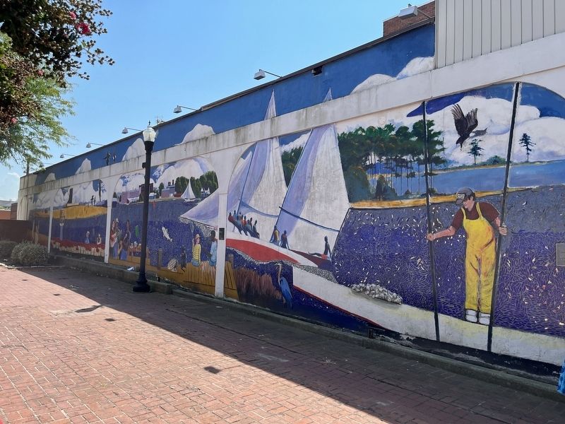 <i>The Sparkling Blue Choptank</i> mural and marker image. Click for full size.
