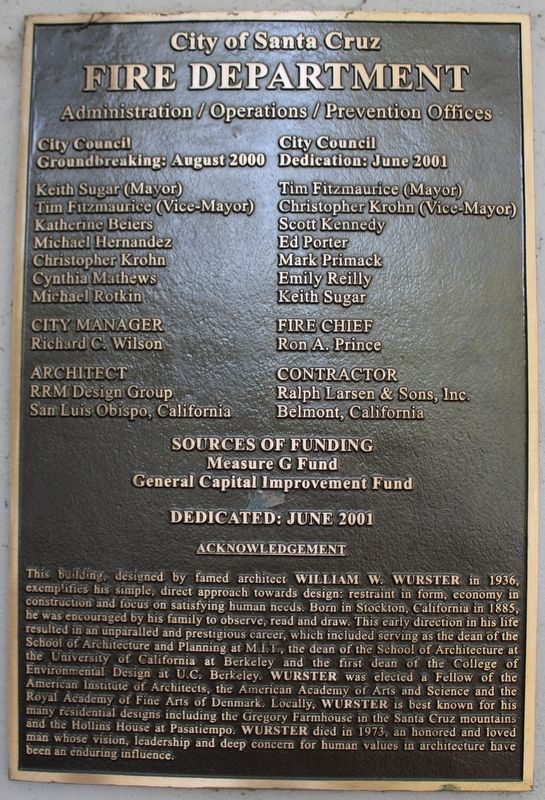 City of Santa Cruz Fire Department Marker image. Click for full size.