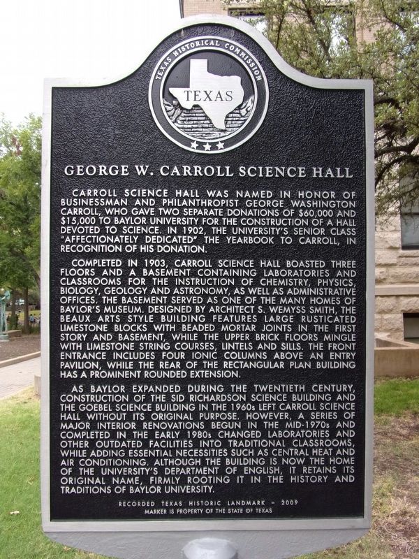 George W. Carroll Science Hall Marker image. Click for full size.