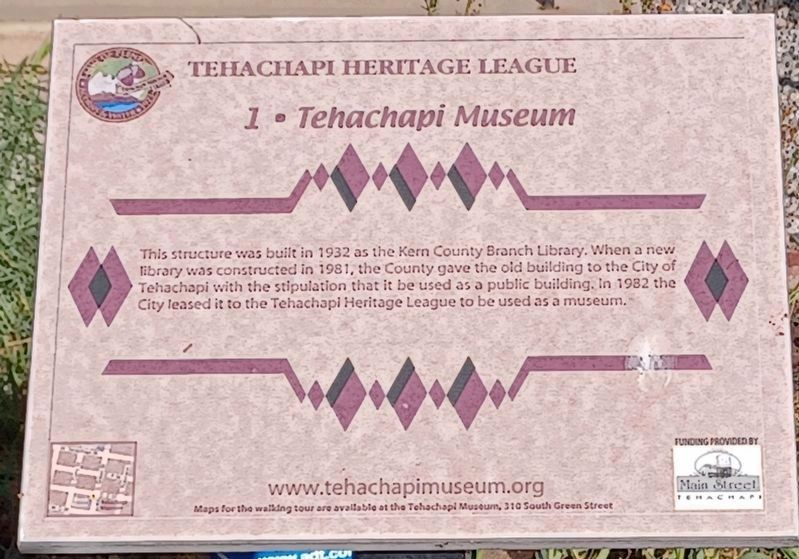 Tehachapi Museum Marker image. Click for full size.