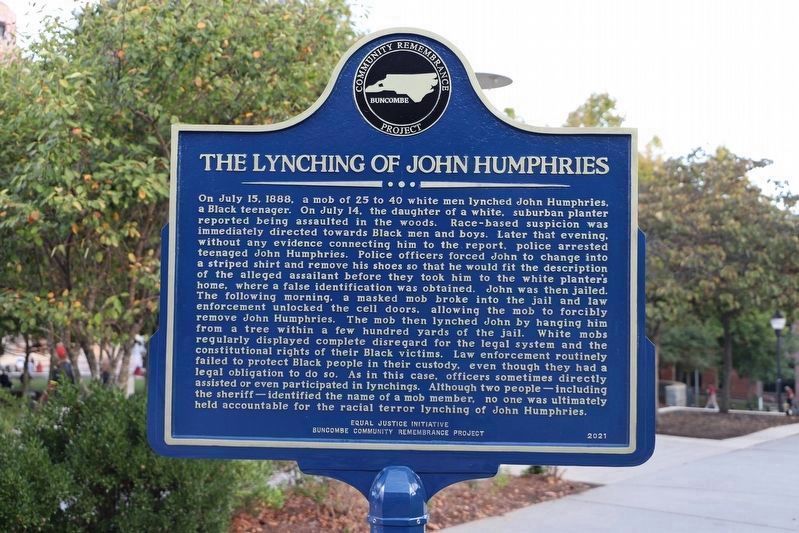 The Lynching of John Humphries Marker image. Click for full size.