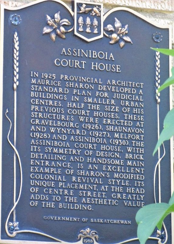 Assiniboia Court House Marker image. Click for full size.