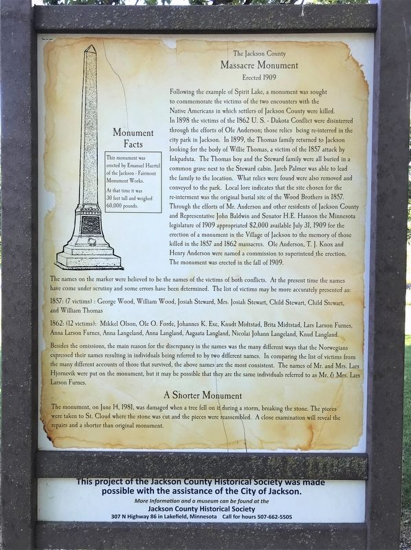 The Jackson County Massacre Monument Marker image. Click for full size.