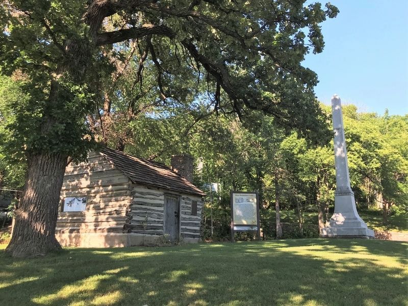 Olson Slaabakken Cabin / The Jackson County Massacre Monument Marker, from the west image. Click for full size.