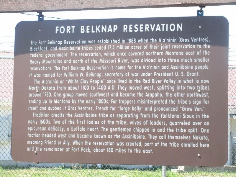 Fort Belknap Reservation Marker image. Click for full size.