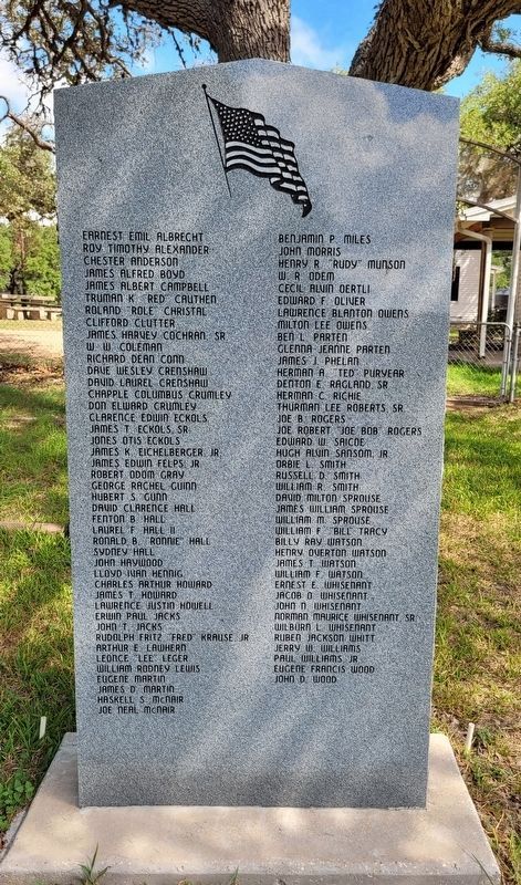 Reverse Side - Driftwood Veterans Memorial image. Click for full size.