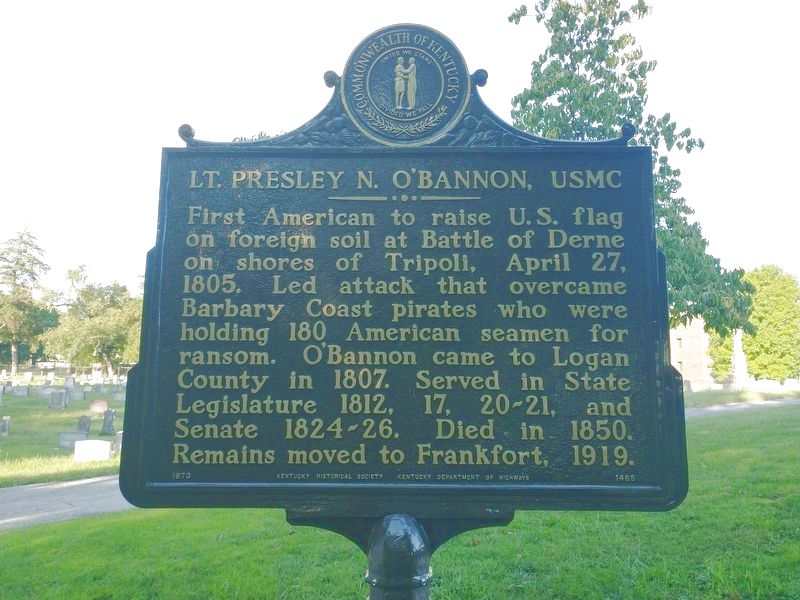 Lt. Presley N. O'Bannon, USMC Marker (repainted). Click for full size. Lt. Presley N. O'Bannon, USMC Marker (repainted) image. Click for full size.