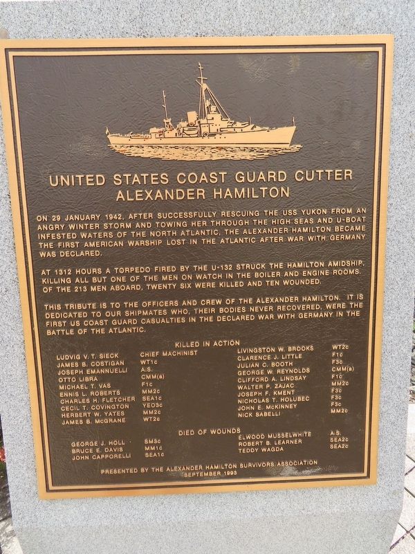 Coast Guard Cutter Alexander Hamilton Marker image. Click for full size.
