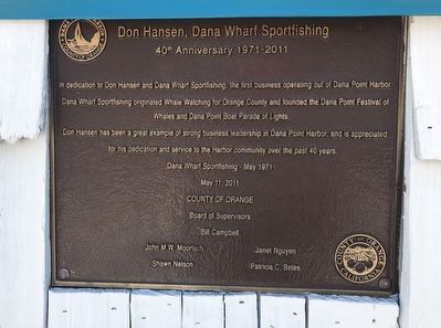 Don Hansen, Dana Wharf Sportfishing Marker image. Click for full size.